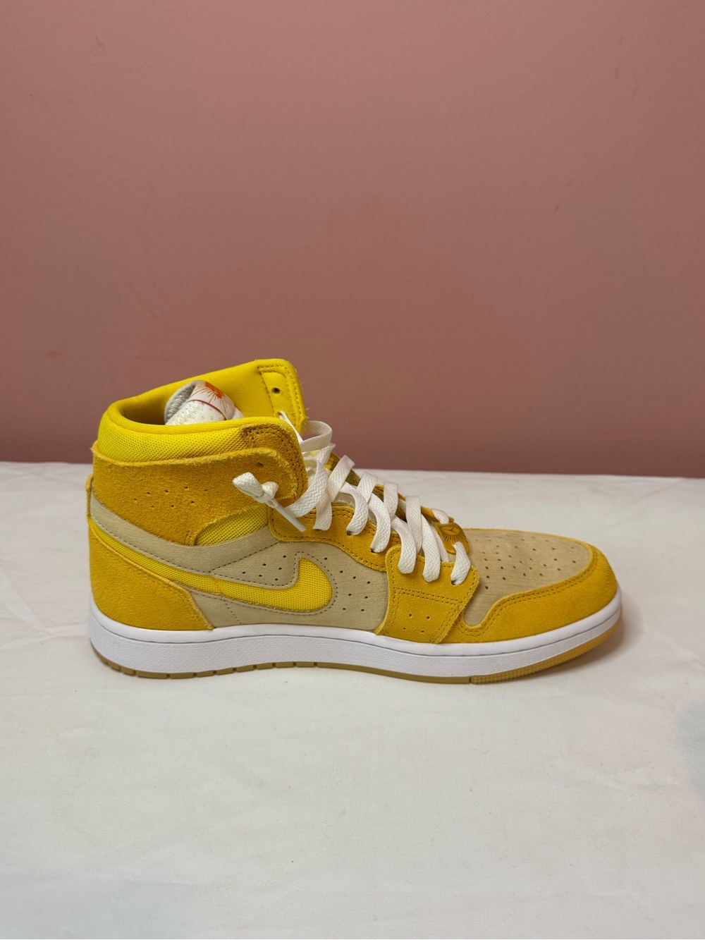 Nike Air Jordan 1 ZM Air CMFT 2 high top Yellow and Tan Suede Sneakers - Picture 3 of 12